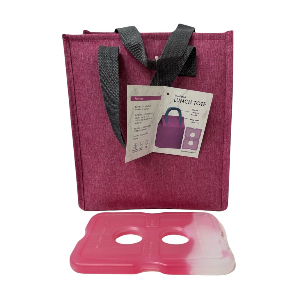 Manna Handled Velcro Lunch Bag With Ice Pack - Rouge