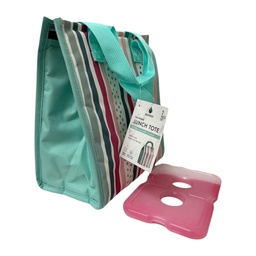 [45348] Manna Handled Velcro Lunch Bag With Ice Pack - Stripes