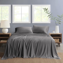 [NSH4PC-KING-DGRY] Nautica King Sheet Set Solid 4pc Dark Grey