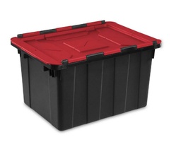 [14619006 / 4387338] Sterilite Industrial Tote with Hinged Lid 12 Gal, Black &amp; Red